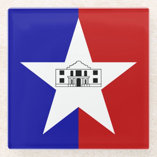 Untersetzer aus Glas mit der Flagge von San Antoni (Vorderseite)