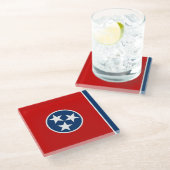 Untersetzer aus Glas mit der Flagge von Tennessee, (Schrägansicht)