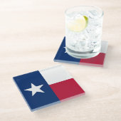 Untersetzer aus Glas mit der Flagge von Texas Staa (Schrägansicht)