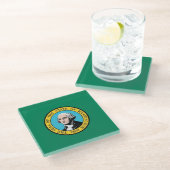 Untersetzer aus Glas mit der Flagge von Washington (Schrägansicht)