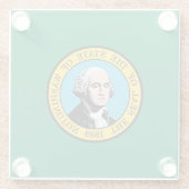 Untersetzer aus Glas mit der Flagge von Washington (Rückseite)