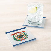 Untersetzer aus Glas mit der Flagge von West Virgi (Schrägansicht)