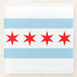 Untersetzer aus Glas mit Flagge von Chicago, Illin