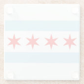Untersetzer aus Glas mit Flagge von Chicago, Illin (Rückseite)