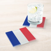 Untersetzer aus Glas mit französischer Flagge (Schrägansicht)