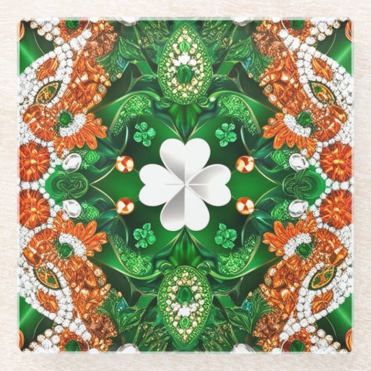 Untersetzer aus Glas mit irischen Farben (Vorderseite)