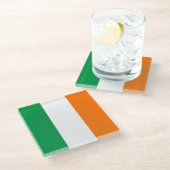 Untersetzer aus Glas mit irischer Flagge (Schrägansicht)