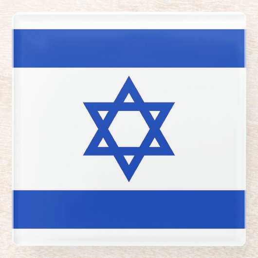 Untersetzer aus Glas mit israelischer Flagge (Vorderseite)