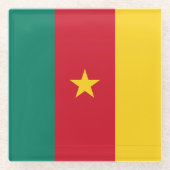 Untersetzer aus Glas mit kamerunischer Flagge (Vorderseite)