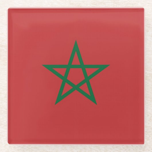 Untersetzer aus Glas mit marokkanischer Flagge (Vorderseite)