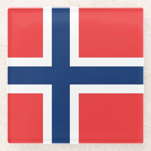 Untersetzer aus Glas mit norwegischer Flagge (Vorderseite)