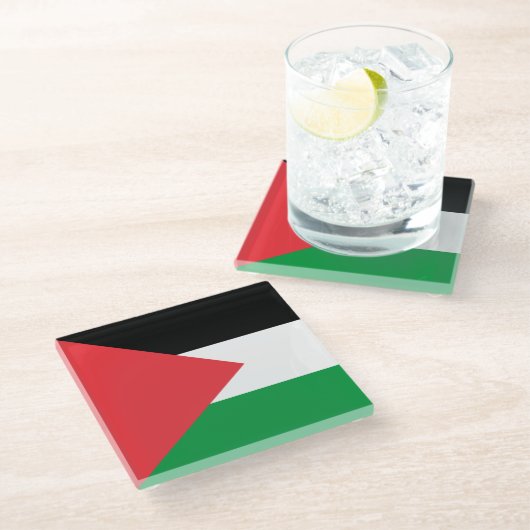 Untersetzer aus Glas mit palästinensischer Flagge (Schrägansicht)