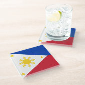 Untersetzer aus Glas mit philippinischer Flagge (Schrägansicht)