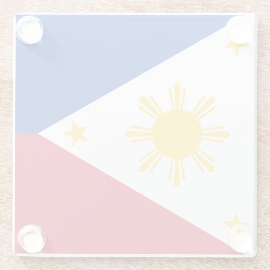 Untersetzer aus Glas mit philippinischer Flagge (Rückseite)