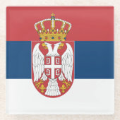Untersetzer aus Glas mit serbischer Flagge (Vorderseite)