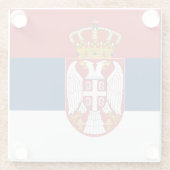 Untersetzer aus Glas mit serbischer Flagge (Rückseite)