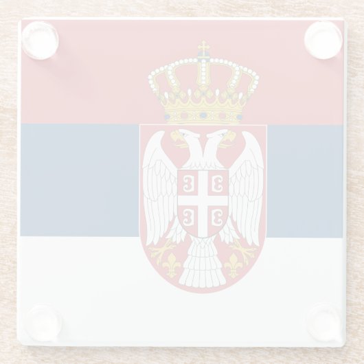Untersetzer aus Glas mit serbischer Flagge (Rückseite)