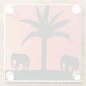 Untersetzer aus Glas mit silberfarbenen Elefanten (Rückseite)