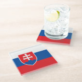 Untersetzer aus Glas mit slowakischer Flagge (Schrägansicht)