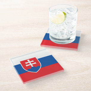 Untersetzer aus Glas mit slowakischer Flagge