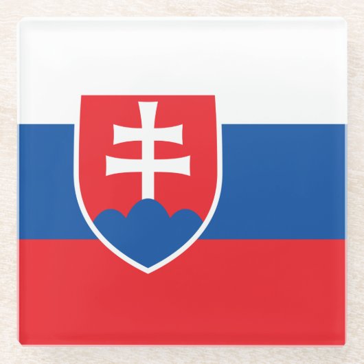 Untersetzer aus Glas mit slowakischer Flagge (Vorderseite)
