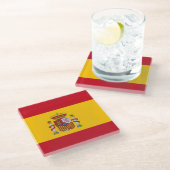 Untersetzer aus Glas mit spanischer Flagge (Schrägansicht)