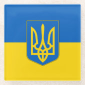 Untersetzer aus Glas mit ukrainischer Flagge (Vorderseite)