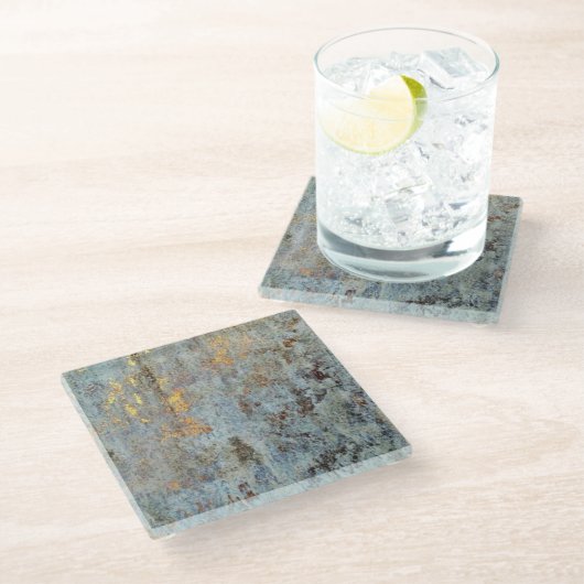 Untersetzer aus Glas - Moderne Textur Gold (Schrägansicht)