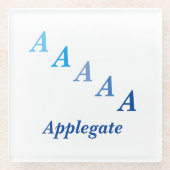 Untersetzer aus Glas - Name und Buchstaben (blau) (Vorderseite)