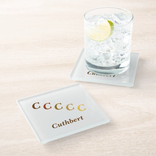 Untersetzer aus Glas - Name und Buchstaben (braun) (Schrägansicht)