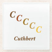 Untersetzer aus Glas - Name und Buchstaben (braun) (Vorderseite)