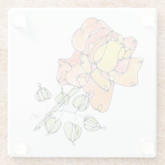 Untersetzer aus Glas - Orangefarbene Rose (Rückseite)