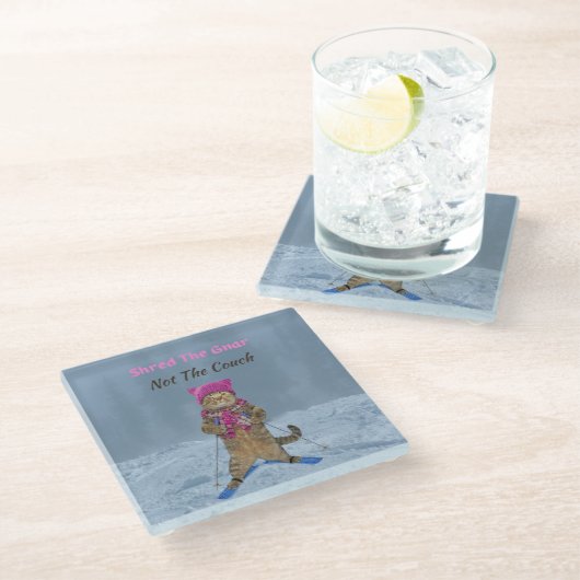 Untersetzer aus Glas, Schredderei der Skatkatze Gn (Schrägansicht)