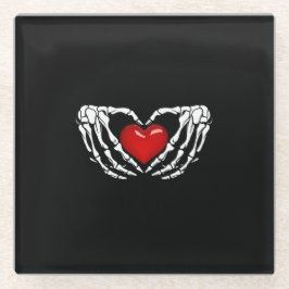 Untersetzer aus Glas, Skeletthandschuhe um das Her