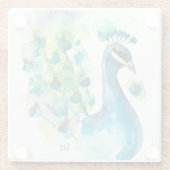 Untersetzer aus Glas - Wasserfarben aus Pfau (Rückseite)