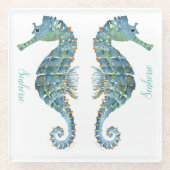 Untersetzer aus Glas - Wasserglas - Seepferd (Vorderseite)