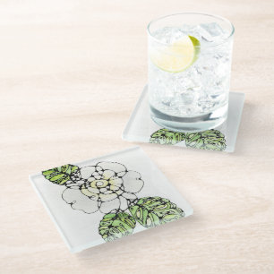 Untersetzer aus Glas - Weißer Garten