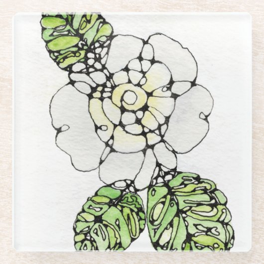 Untersetzer aus Glas - Weißer Garten (Vorderseite)