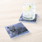 Untersetzer aus Glas/Weißtiger (Schrägansicht)