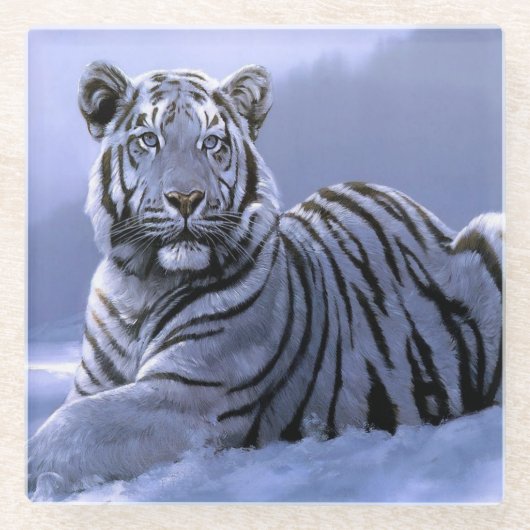 Untersetzer aus Glas/Weißtiger (Vorderseite)