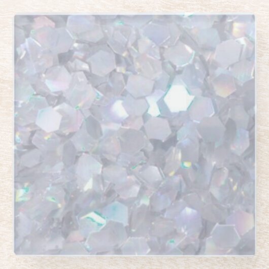 Untersetzer aus Glasfaserkabel mit Silberkristall (Vorderseite)