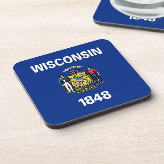 Untersetzer aus hartem Kunststoff mit Wisconsin-Fa (Linke Seite)