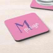 Untersetzer aus hartem Kunststoff, rosa Monogramm (Linke Seite)