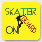 Untersetzer aus hartem Kunststoff - Skater an Bord (Vorderseite)