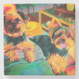 Untersetzer aus Kunstmarmor mit Niedlichen Yorkies