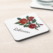 Untersetzer aus Kunststoff - Roter Hibiskus mit Na (Linke Seite)