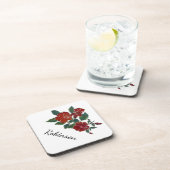 Untersetzer aus Kunststoff - Roter Hibiskus mit Na (Rechte Seite)