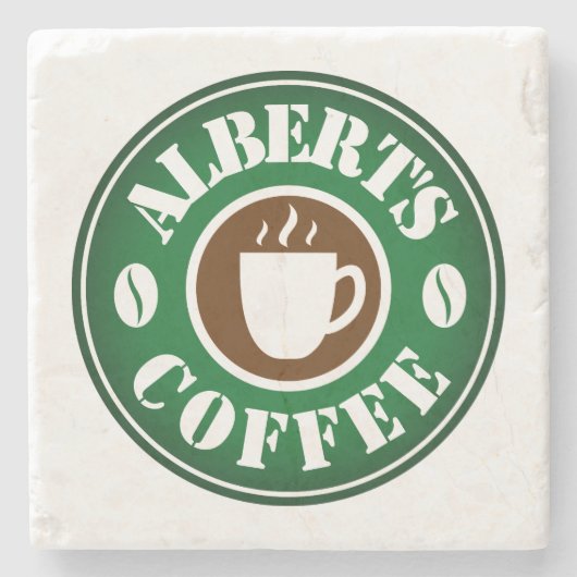 Untersetzer aus Marmor mit dem Logo für die Kaffee (Vorderseite)