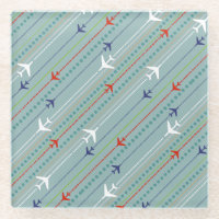 Untersetzer aus Marmorglas in Retro-Flugzeugmuster