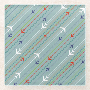 Untersetzer aus Marmorglas in Retro-Flugzeugmuster